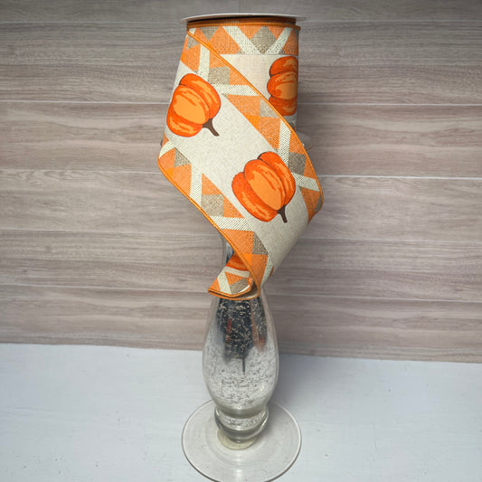 4X10YD 3in 1 Fall Pumpkin Royal Burlap