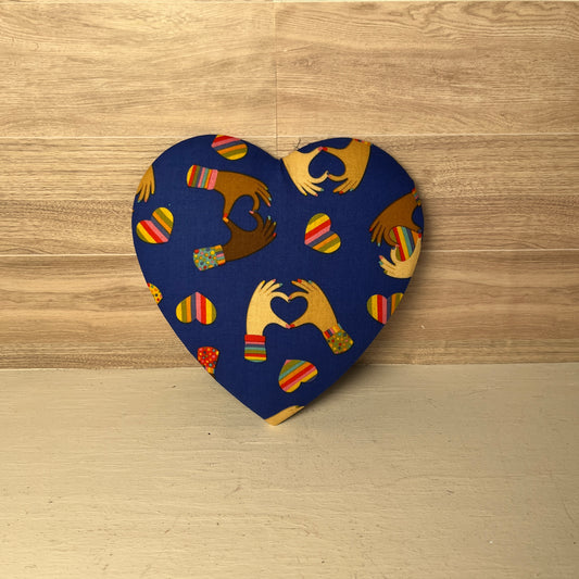 8.5" Colorful Hands on Blue Heart Attachment