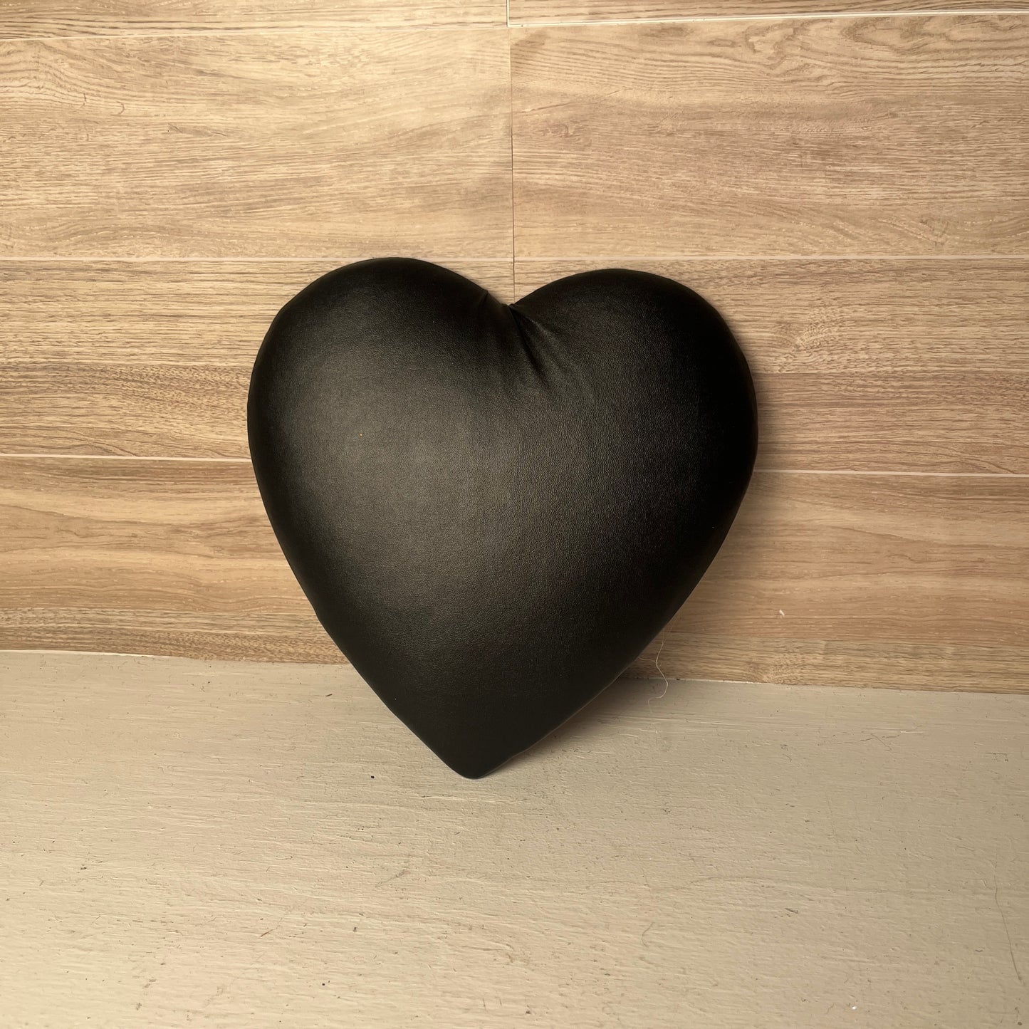 8.5" Black Faux Leather Heart Attachment