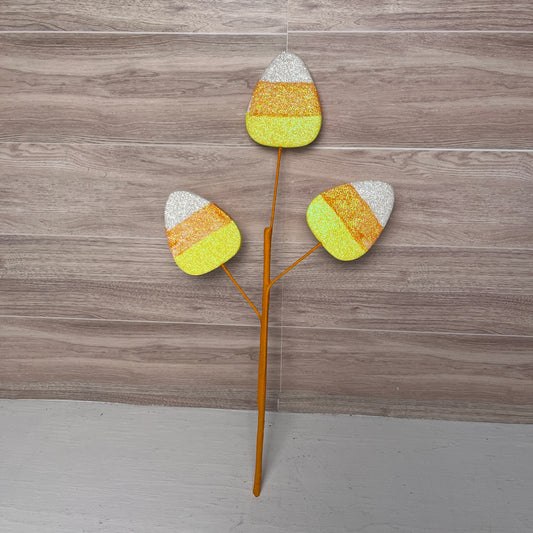 16"L GLITTER/EVA CANDY CORN PICK- Yellow, Orange, White