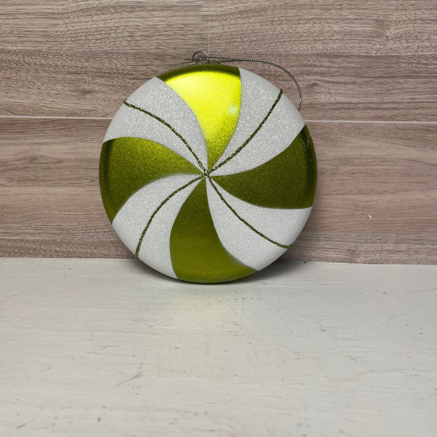 6" Lime-White Swirl Flat Candy