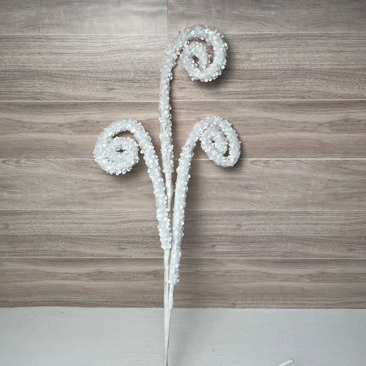 29" White Sequin Swirl Spray
