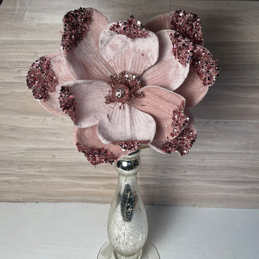 23" Pink Velvet Magnolia Stem
