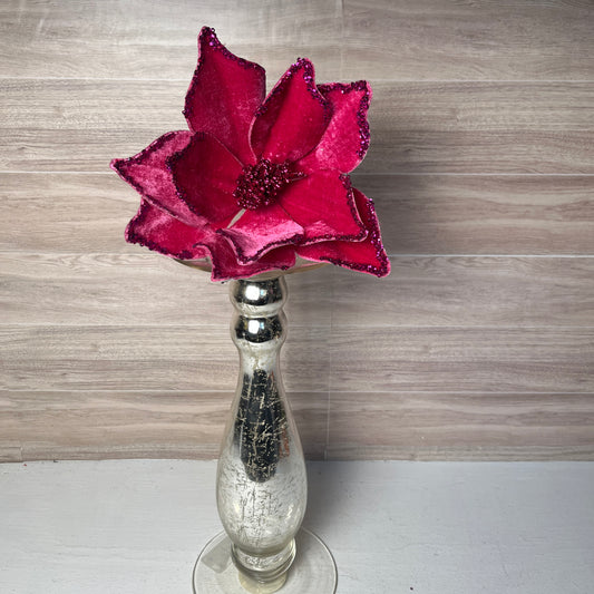 21.5" Hot Pink Poinsettia 10" Flower