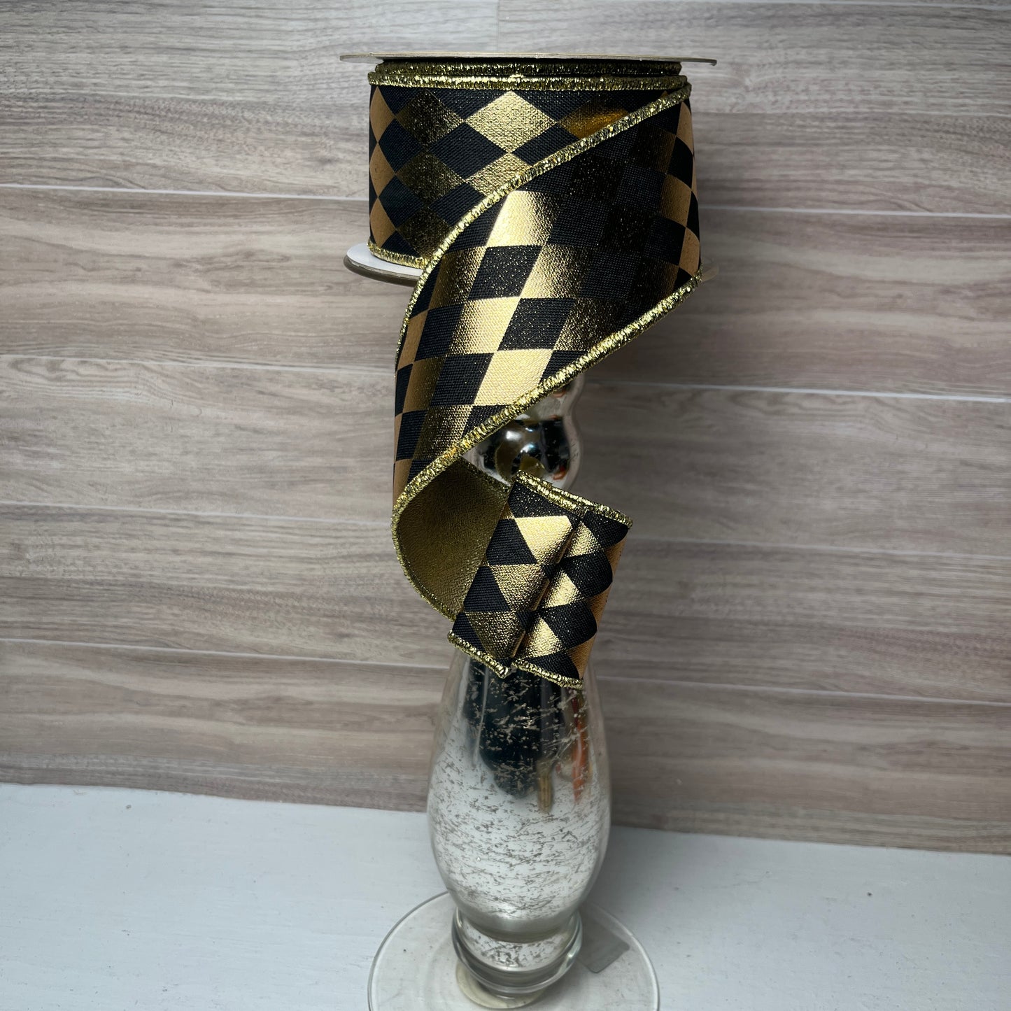 2.5"X10YD Metallic HARLEQUIN/FUSED Black and Gold