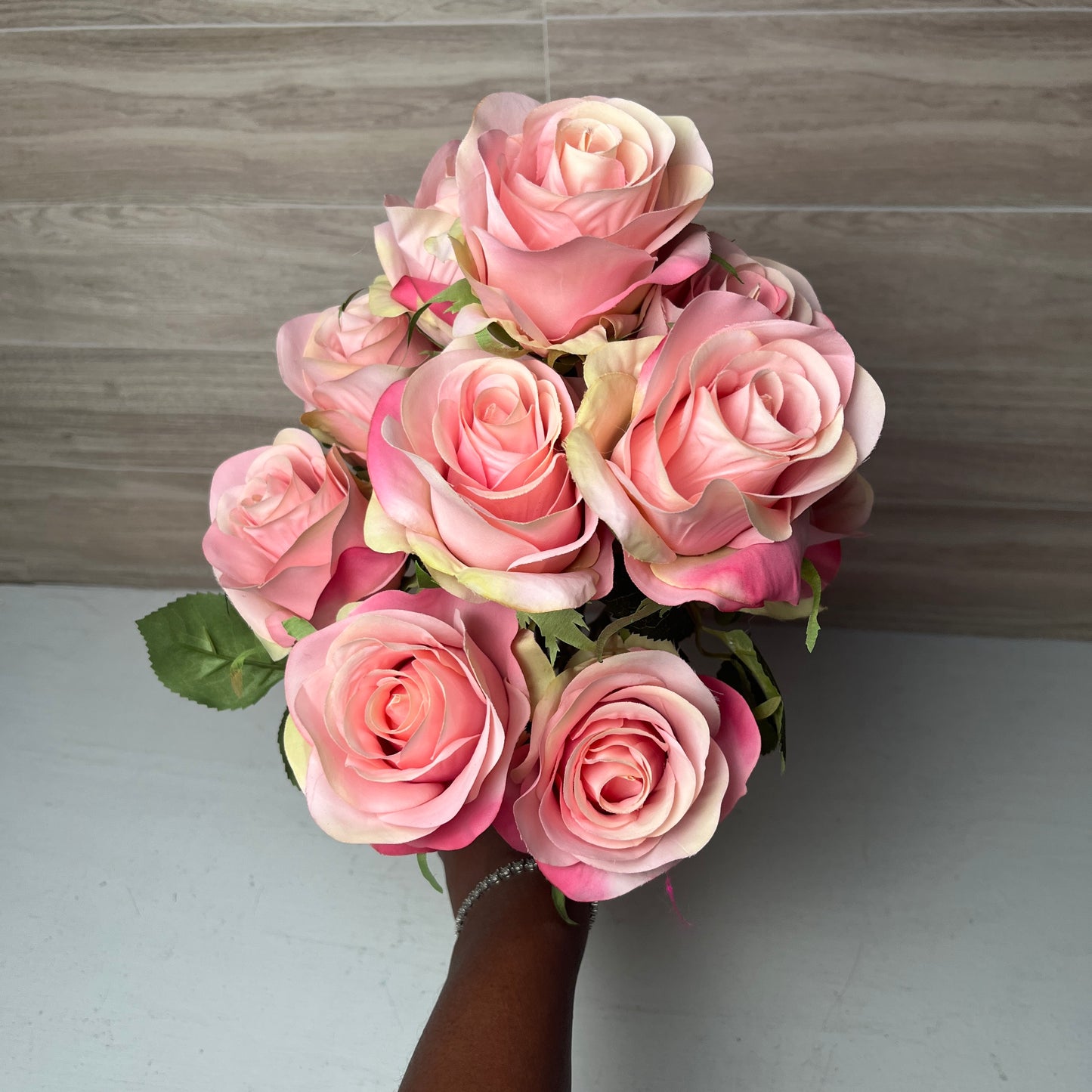 17.5" Powder Pink Rose Bush