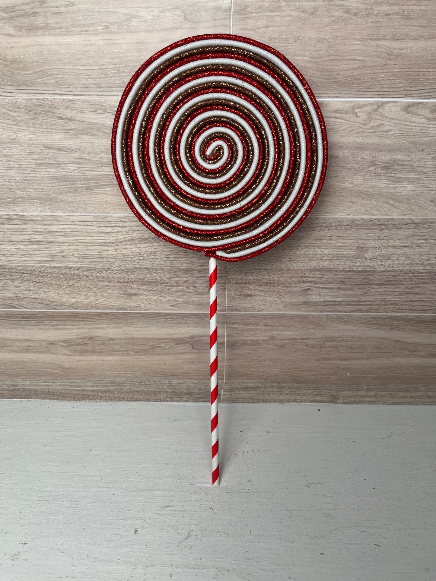 XL Gingerbread Lollipops (1) Red, White, Brown