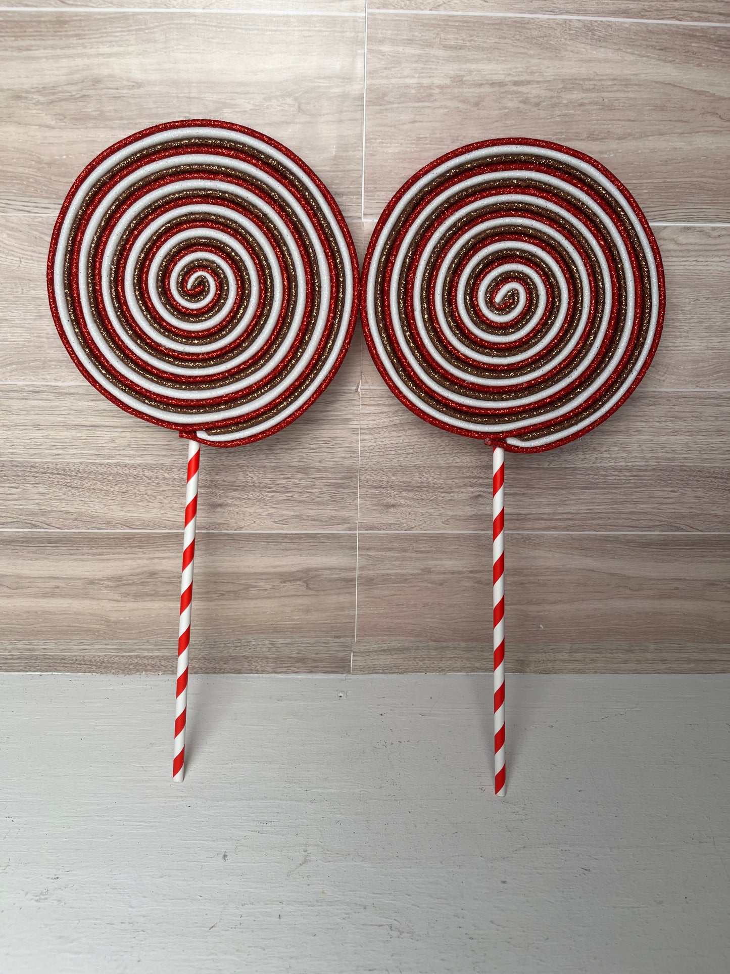 XL Gingerbread Lollipops (2) Red, White, Brown