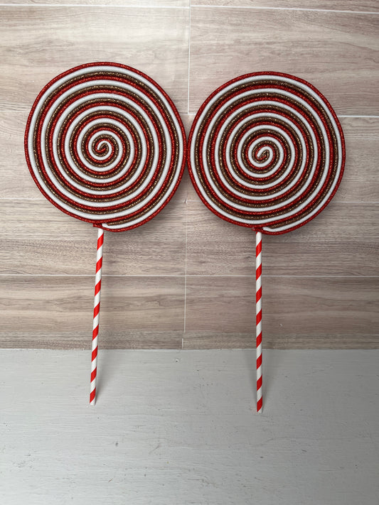 XL Gingerbread Lollipops (2) Red, White, Brown