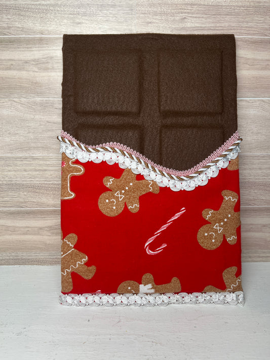 Large Faux Chocolate Candy Bar - Pink, Red, & White Gingerbread  w/ Trim