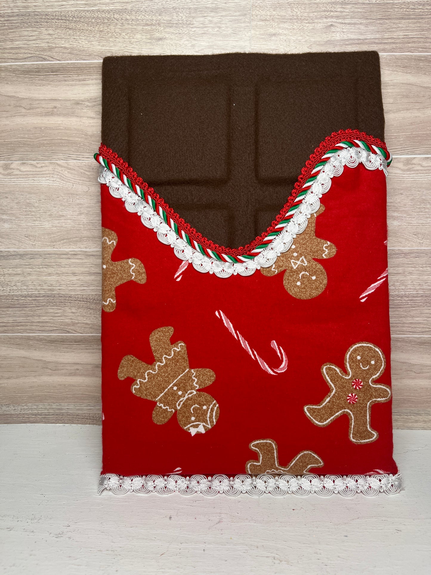 Large Faux Chocolate Candy Bar - Green, Red, & White Gingerbread w/ Trim