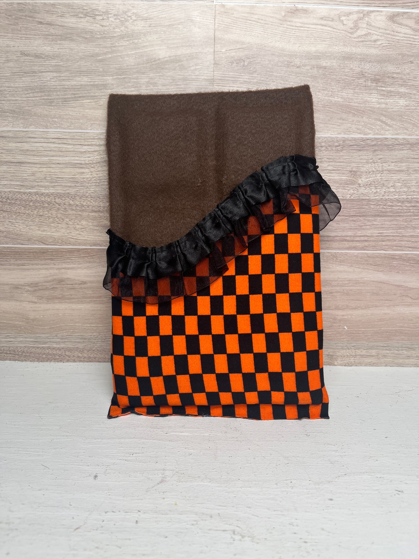 Faux Chocolate Candy Bar - Orange and Black Checker