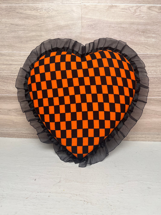 8.5" Orange and Black Checker Heart Attachment