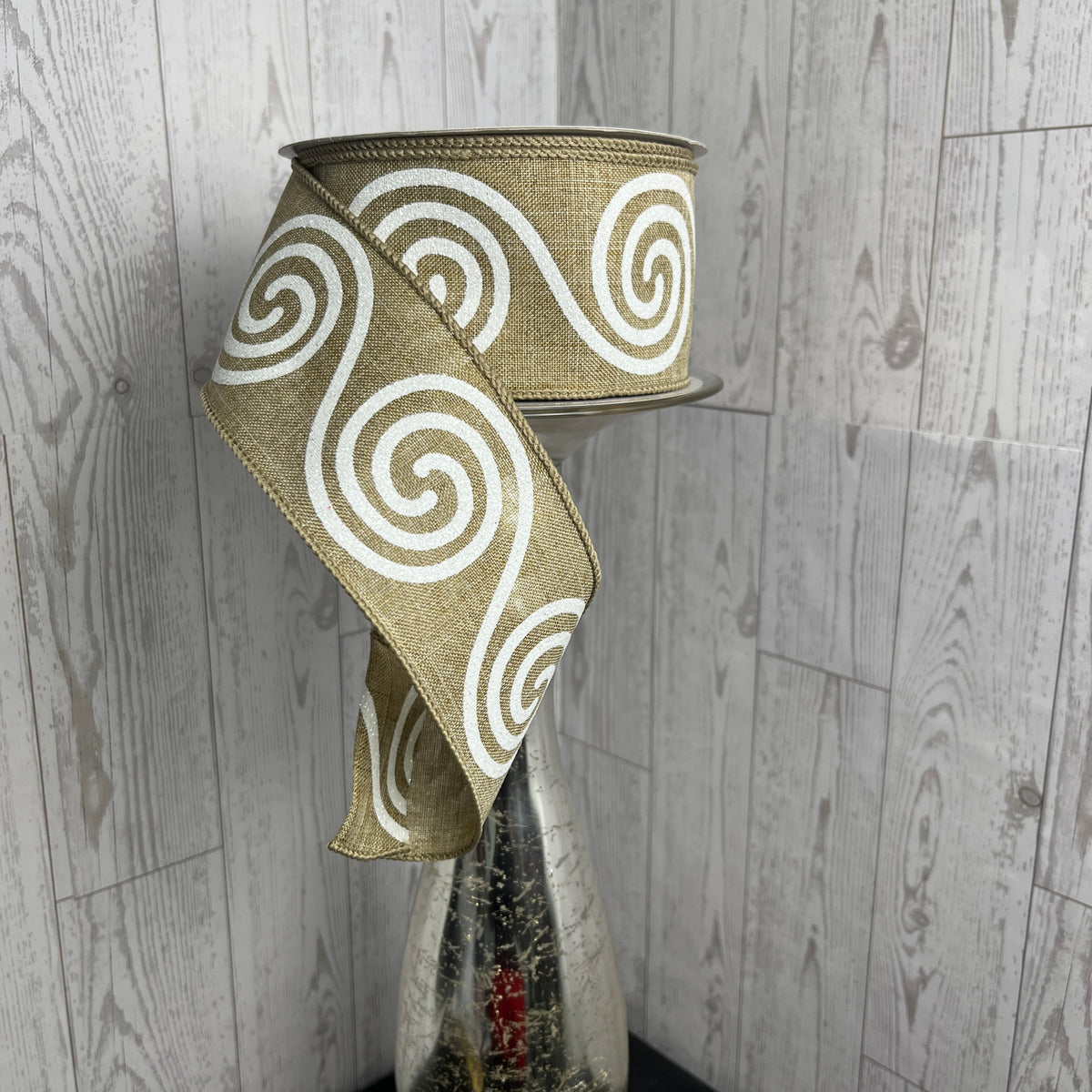 2.5"X10YD LARGE SWIRL Beige White